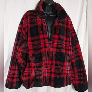 NWT Women's Chaps Fleece‎ Pullover, Red, Black, Pink | Size L